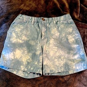 Chubbies “The Excursions” Men’s Shorts Blue Tie Dye Elastic Waist Small 5.5”